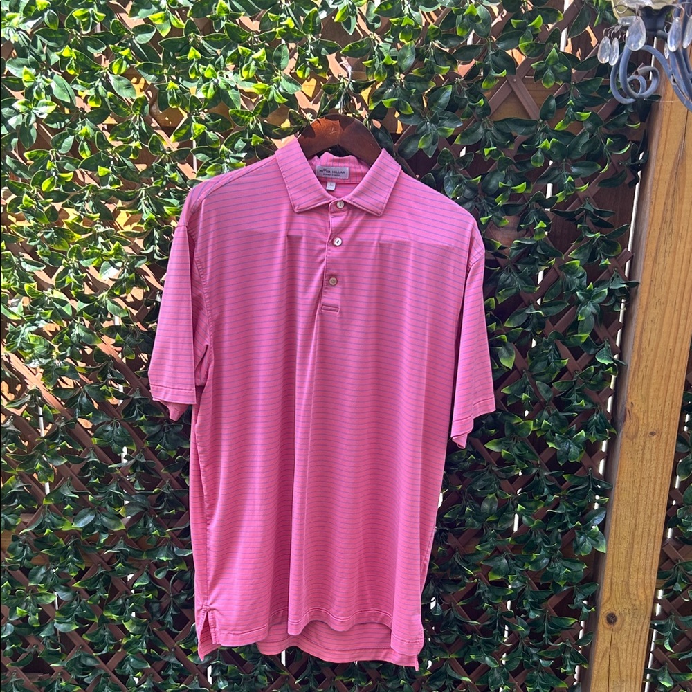 Peter Millar Men's Pink Micro-Striped Polo